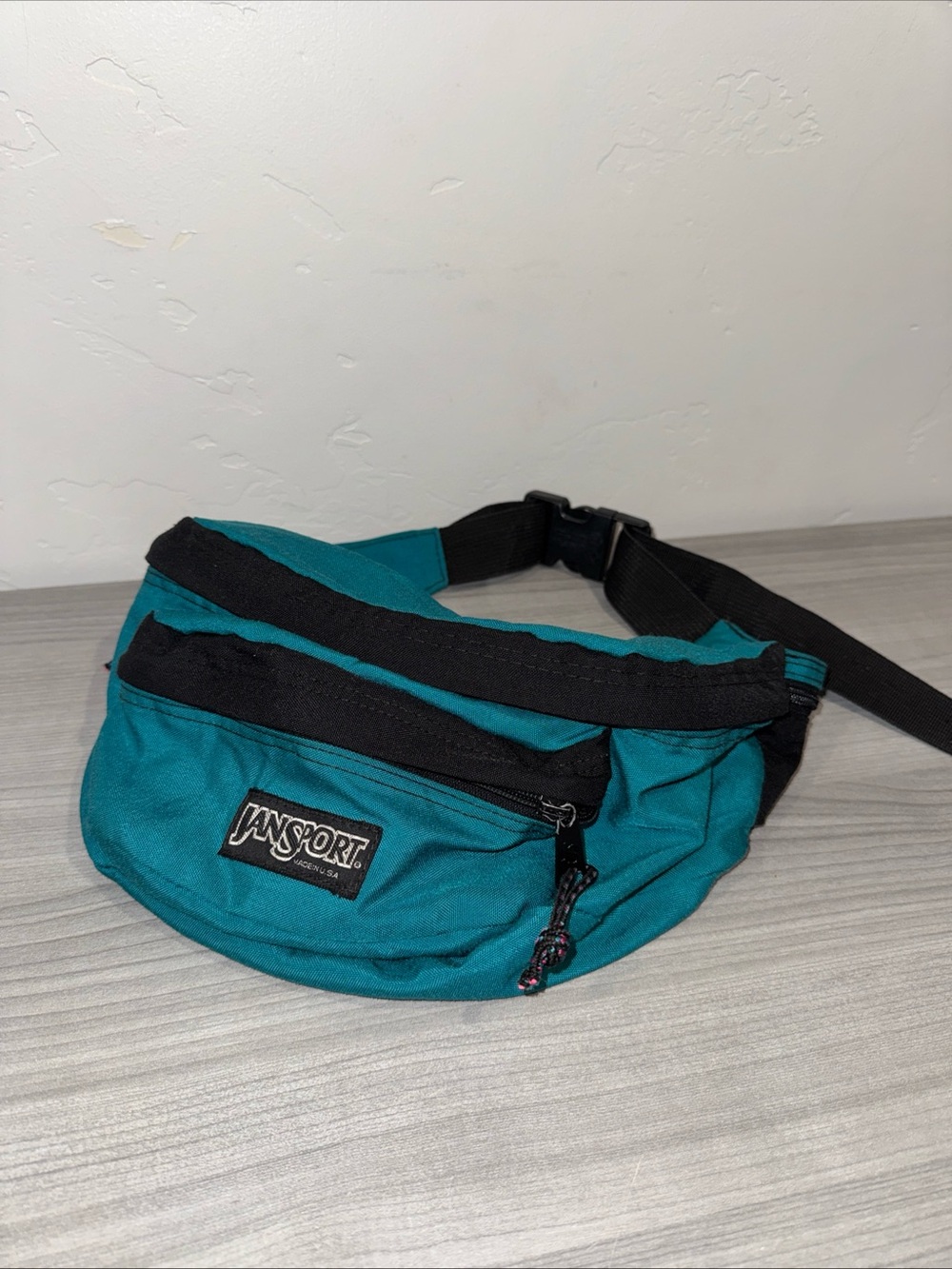 Vintage JanSport WALKABOUT Fanny Waist Pack Hip Bag Belt 90s Green Teal USA